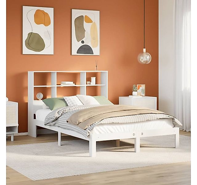 vidaXL Bett, Massivholzbett mit Regal ohne Matratze Weiß 140x190 cm Kiefer günstig online kaufen