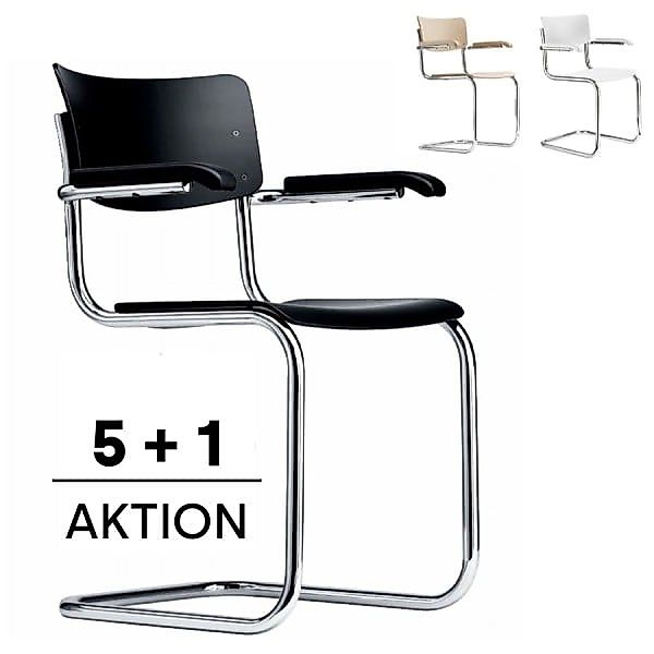 THONET S 43 F mit Armlehnen | Konfigurator | Stahlrohr-Freischwinger | Gest günstig online kaufen