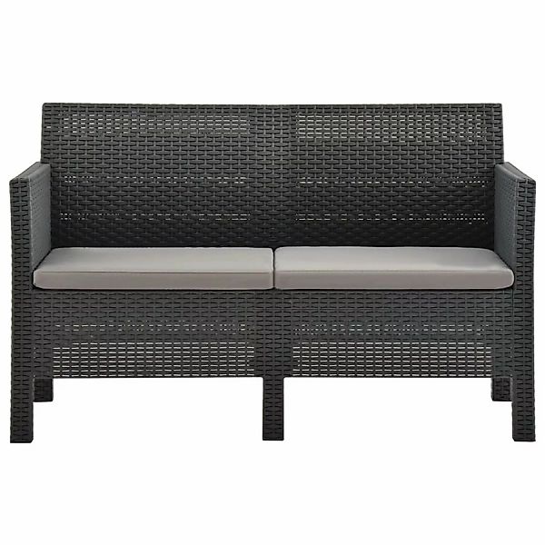 Vidaxl 2-sitzer Gartensofa Mit Kissen Anthrazit Pp Rattan günstig online kaufen