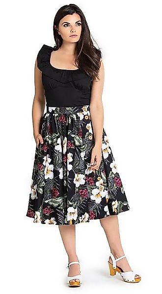 Hell Bunny A-Linien-Rock Tahiti Skirt Schwarz Retro Vintage Swing günstig online kaufen