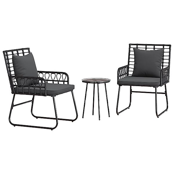 vidaXL Garten Essgruppe 3-Tlg Schwarz Anthrazit Poly Rattan Stahl 42010350 günstig online kaufen