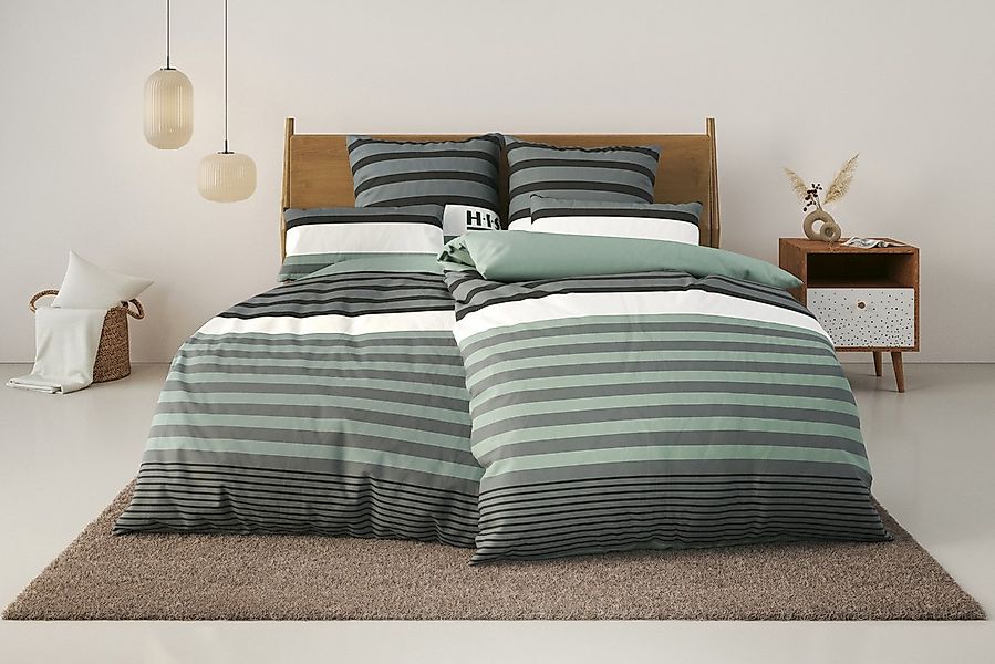 H.I.S Bettwäsche Majoran, Polycotton recycelt, 2 teilig, gestreifte Bettwäs günstig online kaufen