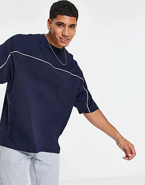 ASOS DESIGN – Oversize-T-Shirt in „Cut and Sew“-Optik mit halblangen Ärmeln günstig online kaufen