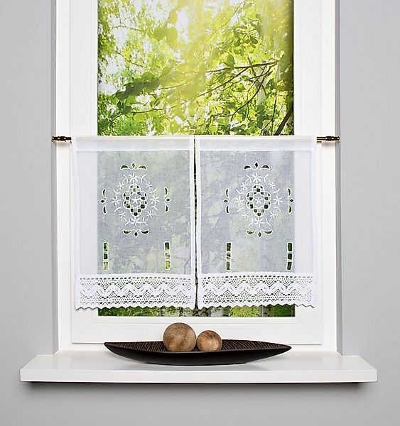 HOME WOHNIDEEN Scheibengardine ALEGRA (2 St), Stangendurchzug, halbtranspar günstig online kaufen