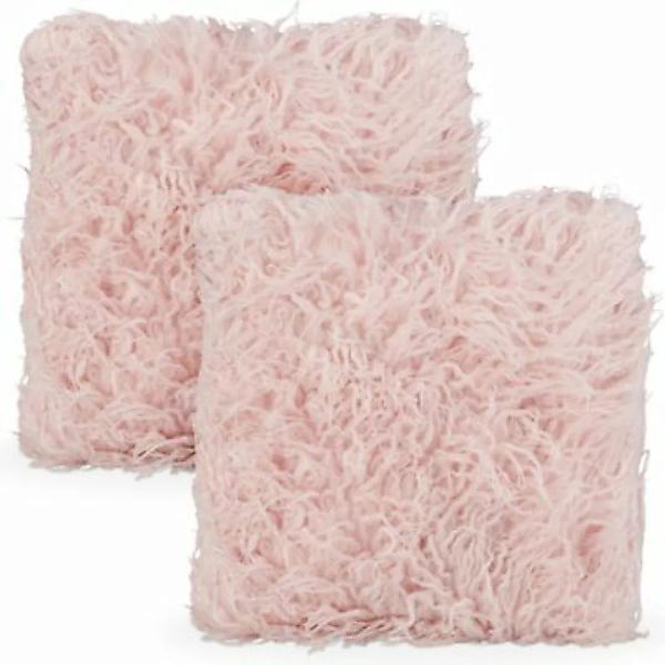 relaxdays 2 x flauschige Kissen rosa günstig online kaufen
