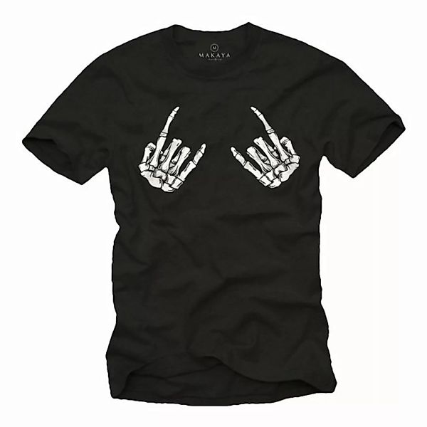MAKAYA Print-Shirt Herren Skull Hard Rock Totenkopf Musiker Bandshirt Heavy günstig online kaufen
