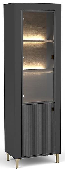 Compleo Vitrine Vitrinenschrank mit Glastüren, gerillte günstig online kaufen
