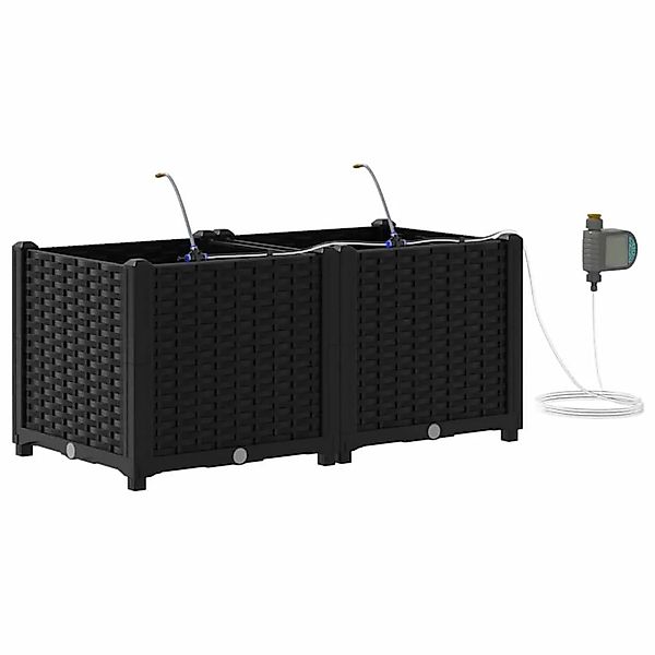 vidaXL Garten-Pflanzgefäß 2 Stk Schwarz Stahl 42002845 günstig online kaufen