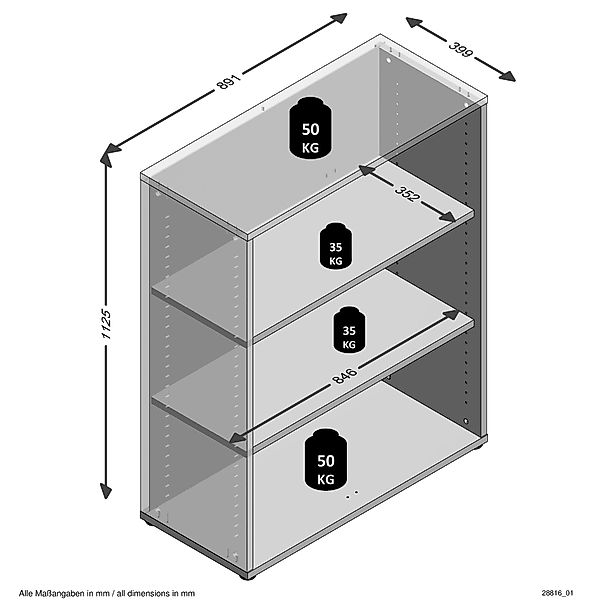 FMD Aktenregal "Calvi" in 2 Höhen, viel Staur., verstellb. Böden, erweiterb günstig online kaufen