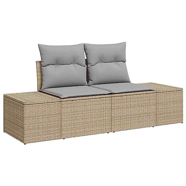 vidaXL Gartensofa mit Kissen Beige 184 x 62 x 69 cm Poly-Rattan 42006795 günstig online kaufen