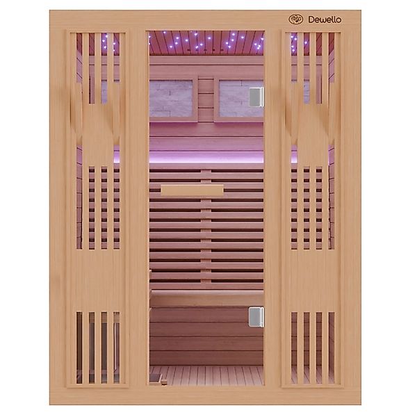 Dewello Sauna MINTO 150x130 Finnische Sauna, 3 Personen, Saunaofen, Harvia günstig online kaufen