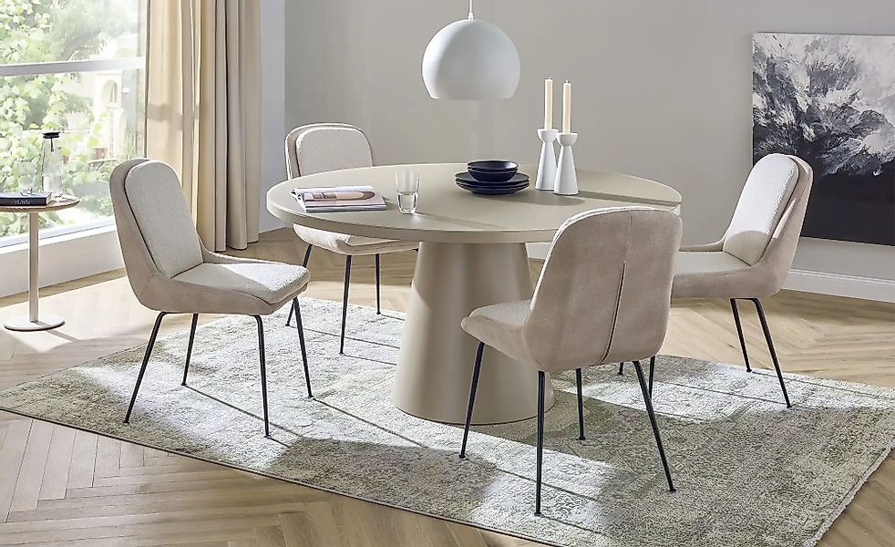 Esstisch mit Glastischplatte Reflection ¦ creme ¦ Maße (cm): H: 76  Ø: 150 günstig online kaufen