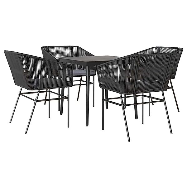 vidaXL 5-Tlg Garten-Essgruppe mit Kissen Schwarz Poly Rattan Glas 3334514 günstig online kaufen