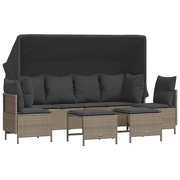 vidaXL 5-Tlg Garten-Sofagarnitur mit Kissen Hellgrau Poly Rattan 3261556 günstig online kaufen