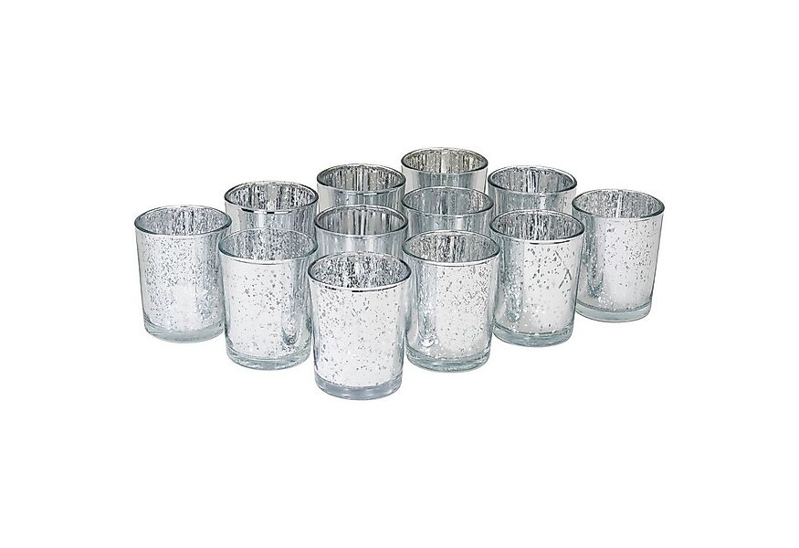 Kamelio Teelichthalter 12er Set Teelichtgläser silber Windlicht Tischdeko G günstig online kaufen