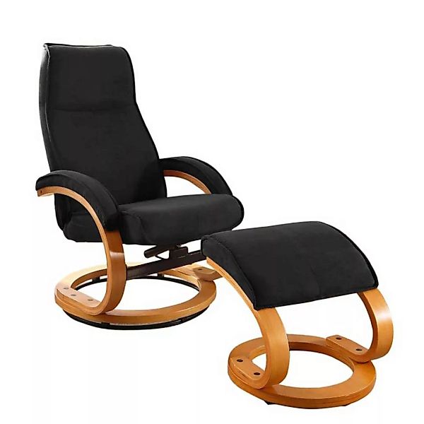 Drehbarer Design Sessel in Schwarz Microfaser Fußhocker (zweiteilig) günstig online kaufen