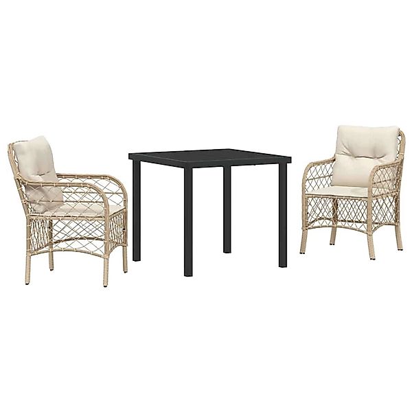 vidaXL Garten Essgruppe mit Kissen 3-Tlg Beige Poly Rattan 3380225 günstig online kaufen