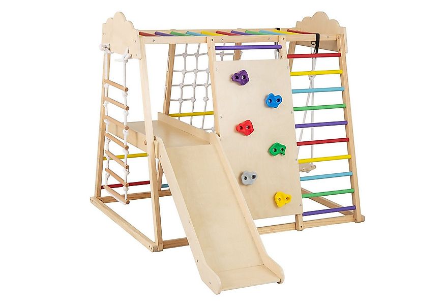 COSTWAY Klettergerüst, 8 in 1 hölzerne Kletterdreieck mit Rutsche & Schauke günstig online kaufen