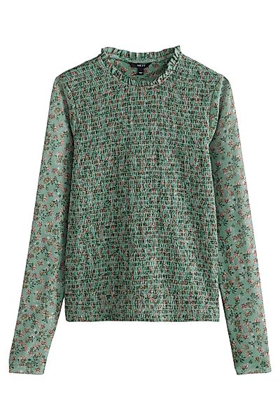 Next Langarmbluse Gesmoktes Langarmoberteil mit Mesh günstig online kaufen