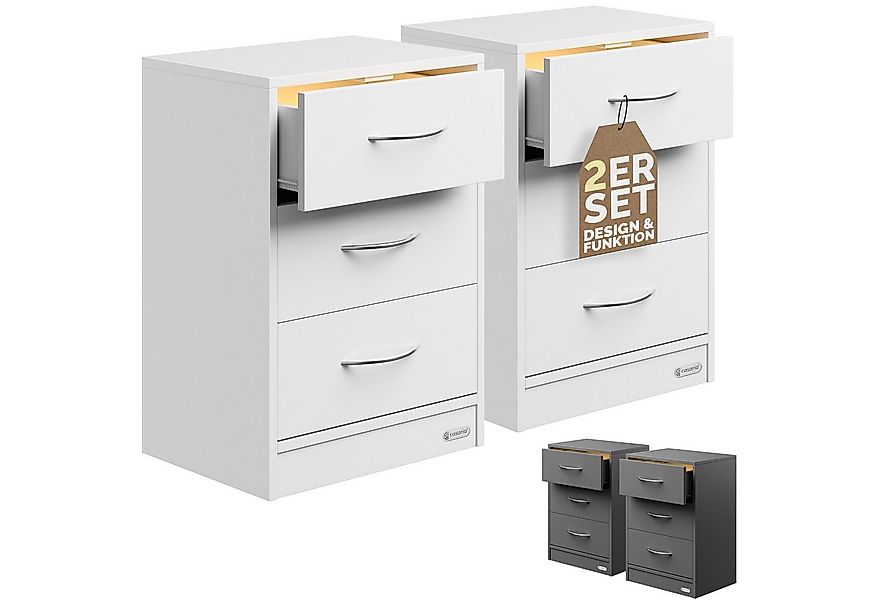 Casaria Nachttisch Eloise (2-St), CASARIA® 2x Nachttisch Eloise weiß LED günstig online kaufen