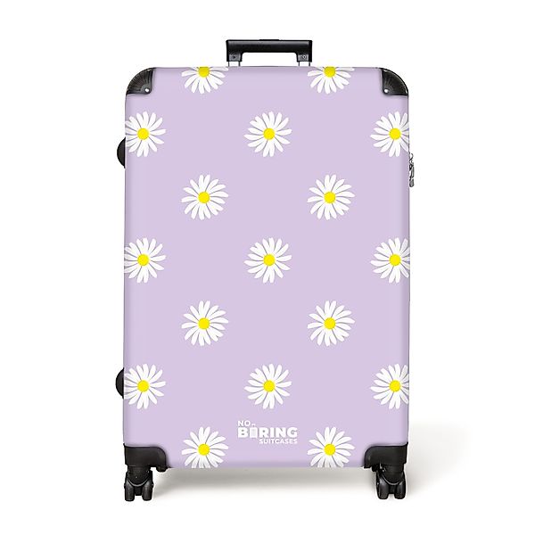 NoBoringSuitcases.com© Hartschalen-Trolley Pastellviolett mit Gänseblümchen günstig online kaufen
