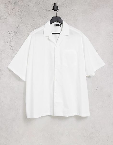 ASOS DESIGN – Extremes Oversize-Hemd mit kurzen Ärmeln in Weiß günstig online kaufen