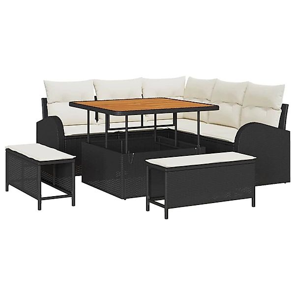 vidaXL Garten-Sofa-Set mit Kissen 8-Tlg Schwarz Poly Rattan 3362385 günstig online kaufen