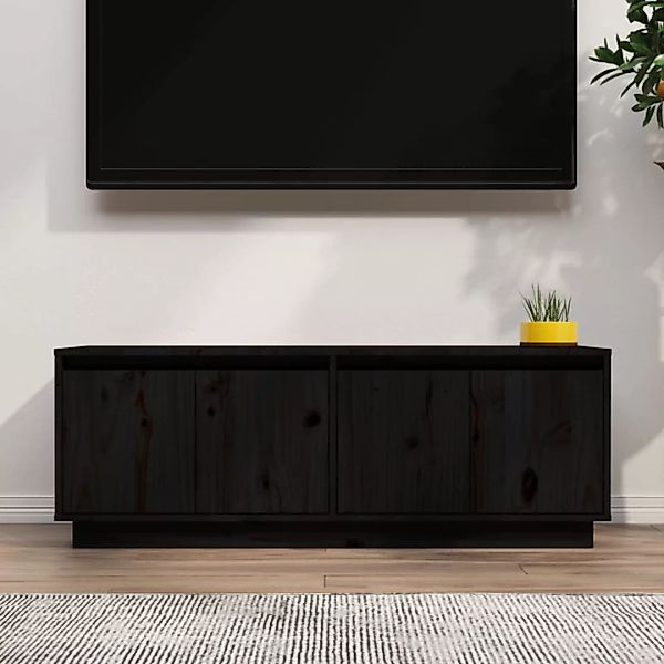 Vidaxl Tv-schrank Schwarz 110x34x40 Cm Massivholz Kiefer günstig online kaufen