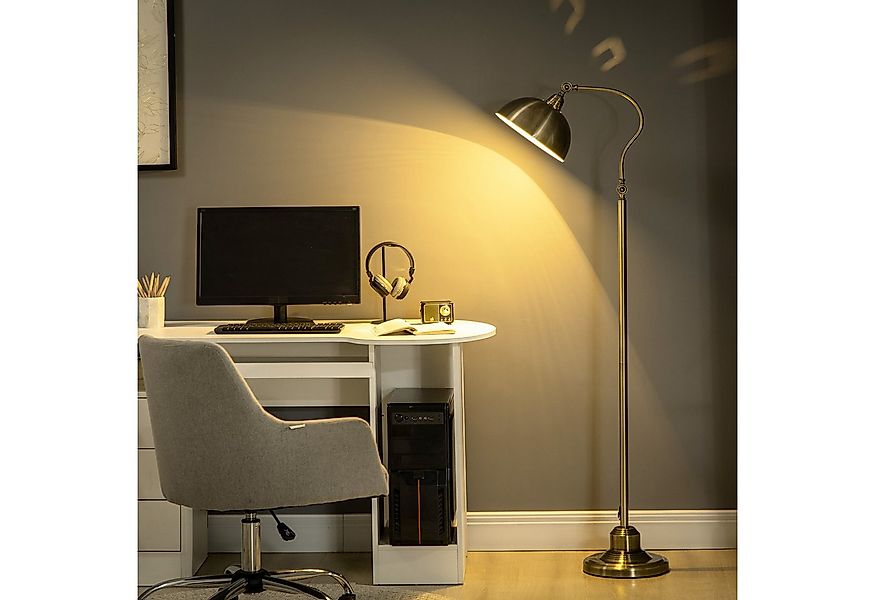 HOMCOM Stehlampe Stehleuchte mit verstellbarem Lampenschirm, 40 W, Metall 4 günstig online kaufen