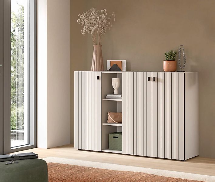 INOSIGN Schuhschrank "TATIO, Breite 150 cm, Rillenoptik, offene Fächer, 3 T günstig online kaufen