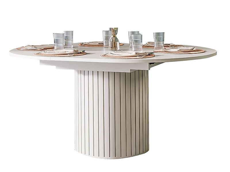 Compleo Esstisch 120-160 cm MODERNO, Säulengestell mit Rillenstruktur, ausz günstig online kaufen