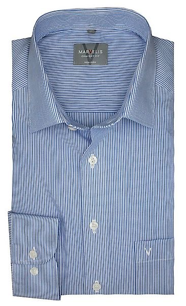 MARVELIS Langarmhemd, Comfort Fit, Streifen Blau-Weiß, 100 % Baumwolle günstig online kaufen