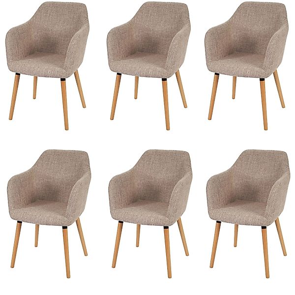 MCW Esszimmerstuhl Vaasa T381 6er-Set Textil Creme/grau Helle Beine günstig online kaufen