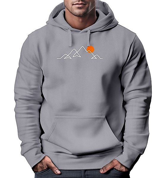 Neverless Hoodie Hoodie Herren Frontprint Line-Art Berge Wandern Natur Outd günstig online kaufen