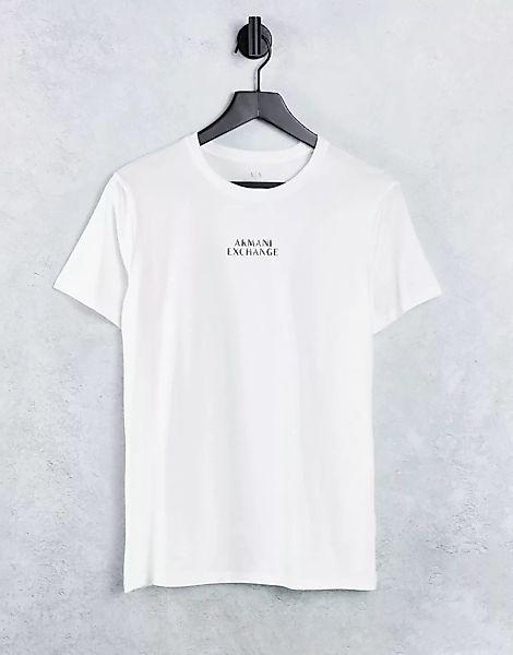 Armani Exchange – T-Shirt mit Logo auf der Brust in Weiß günstig online kaufen