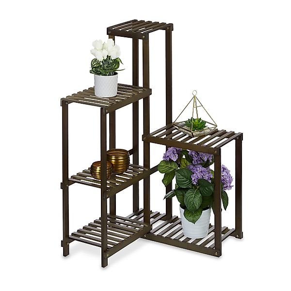 relaxdays Blumenständer Eck Pflanzenregal Bambus günstig online kaufen