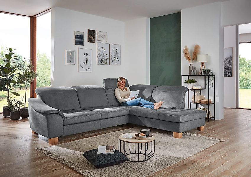 Die PlanBar Ecksofa "PP-LA23145 L-Form" inkl. Kopfpolsterverstellung, Feder günstig online kaufen