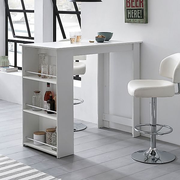 lovingHome® Bartisch Bartisch 3 Fächer Weiß günstig online kaufen