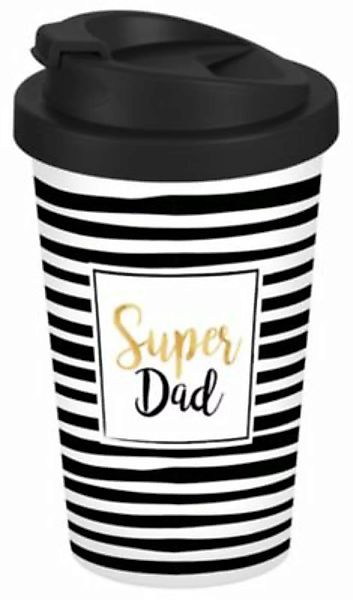 Geda Labels Coffee to go Becher Super Dad Streifen 400ml Kaffeebecher bunt günstig online kaufen