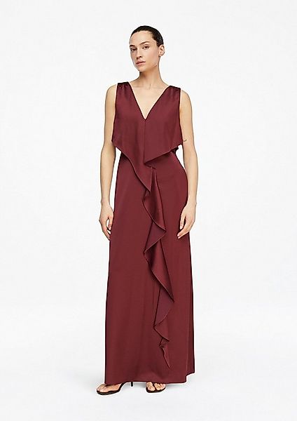 comma Maxikleid Kleid Satinkleid mit V-Auschnitt und Volants günstig online kaufen