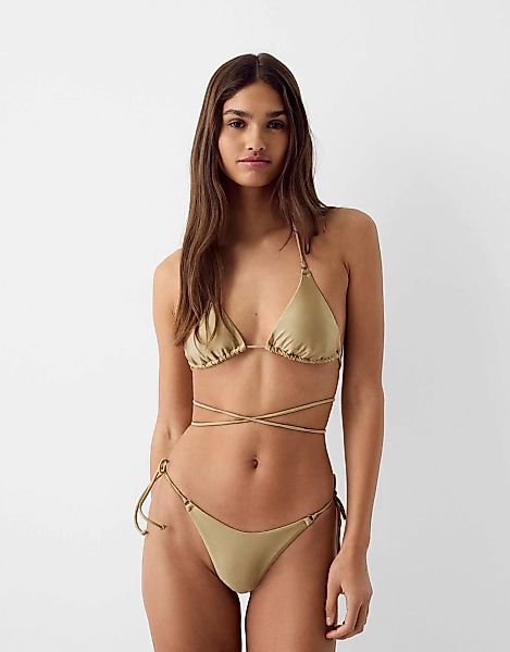 Bershka Schimmerndes Bikinioberteil Mit Ringdetail Bskteen Xl Gelb günstig online kaufen