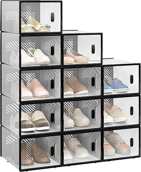 Woltu Schuhregal, 12-tlg., stapelbar, mit magnetischer Tür, Kunststoffbox günstig online kaufen