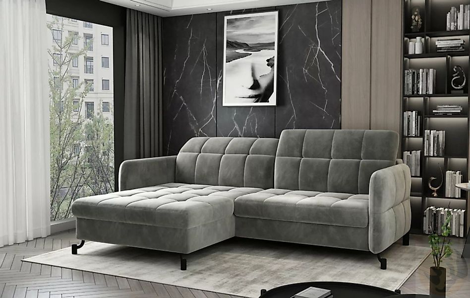 Friderik-EU Ecksofa LORA Gepolsterte ausziehbare Couch mit Bettkasten, mit günstig online kaufen