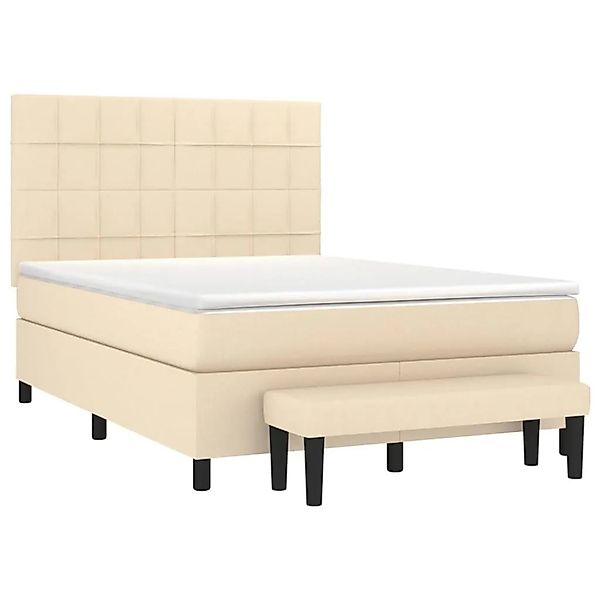 vidaXL Boxspringbett mit Matratze Creme 140x200 cm Stoff 3136602 günstig online kaufen