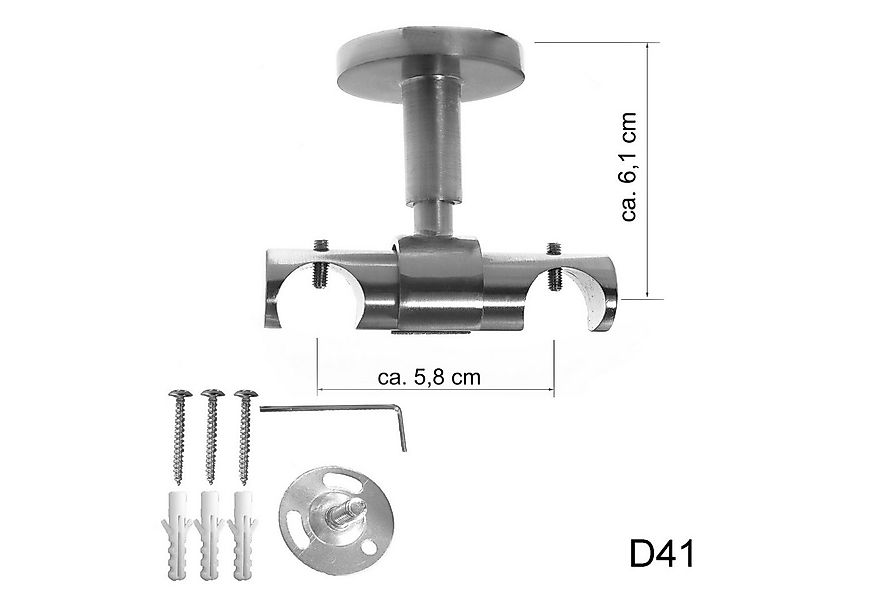 BASIT Gardinenstange Edelstahloptik 20mm mit Wandträgern 120 cm E30, Ø 20 m günstig online kaufen
