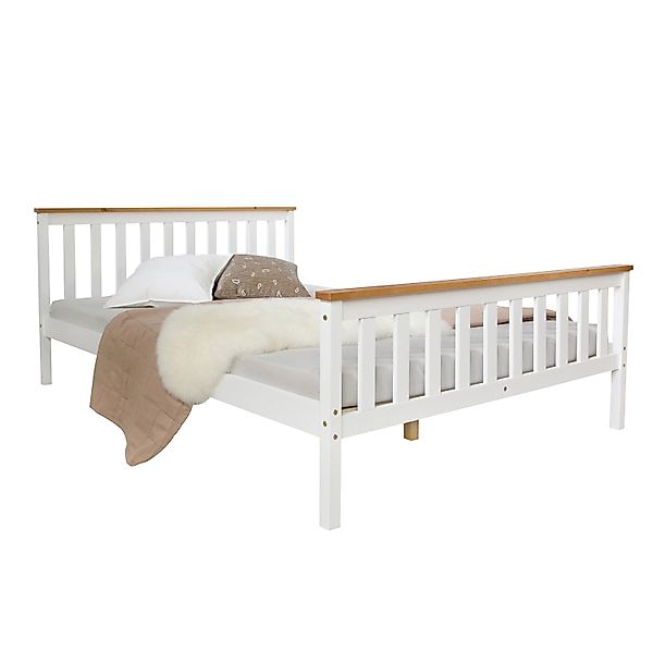 Homestyle4u Holzbett 90x200 140x200 70x140 Doppelbett Jugendbett Weiß/Natur günstig online kaufen