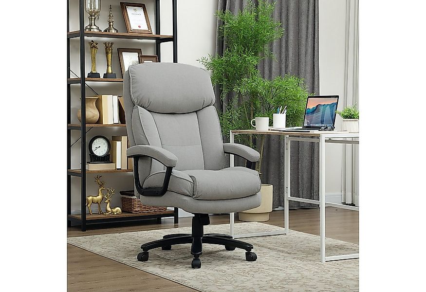 HOMCOM Bürostuhl Ergonomisch Schreibtischstuhl mit Wippfunktion, Leinenopti günstig online kaufen