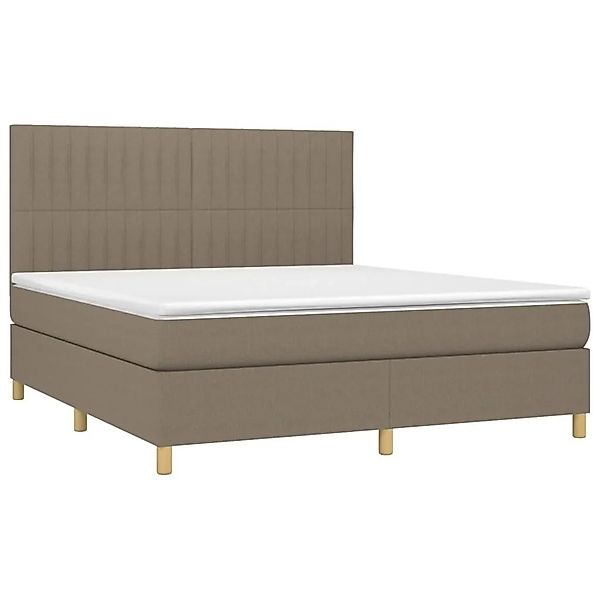 vidaXL Boxspringbett mit Matratze & LED Taupe 180x200 cm Stoff 3135617 günstig online kaufen