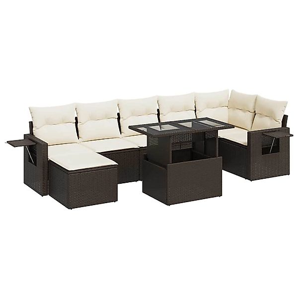 vidaXL 8-Tlg Garten-Sofagarnitur mit Kissen Braun Poly Rattan 3326524 günstig online kaufen