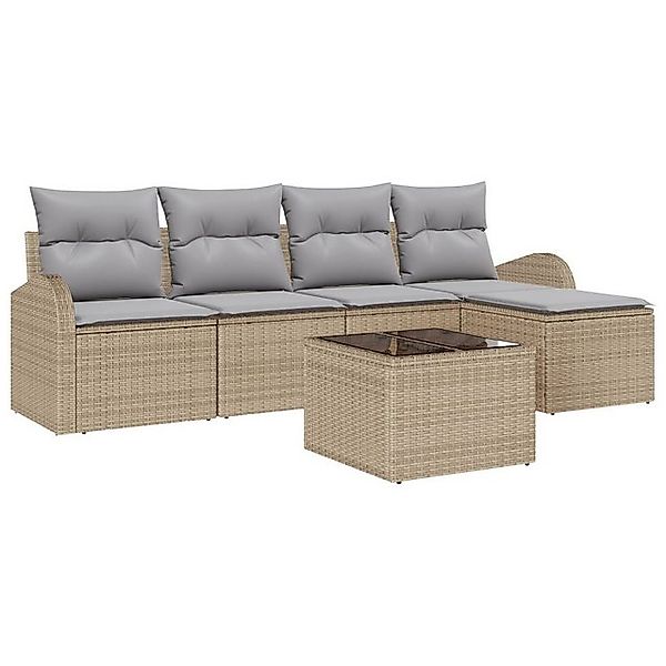 vidaXL Loungesofa 6-tlg. Garten-Sofagarnitur mit Kissen Schwarz Poly Rattan günstig online kaufen
